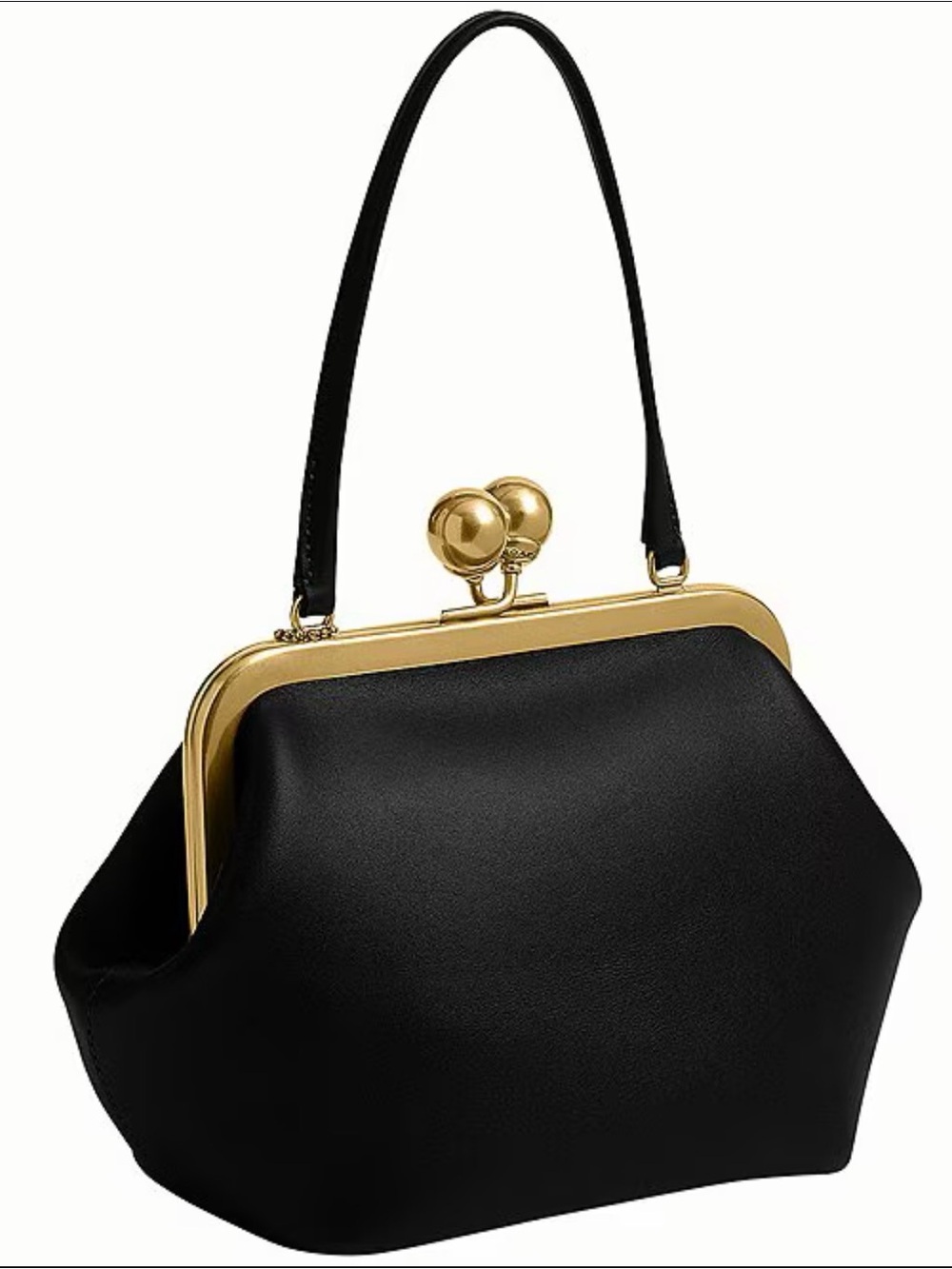 Coach Black Leather Kiss-Lock 16 Crossbody with Gold Frame - Picture 3 of 3